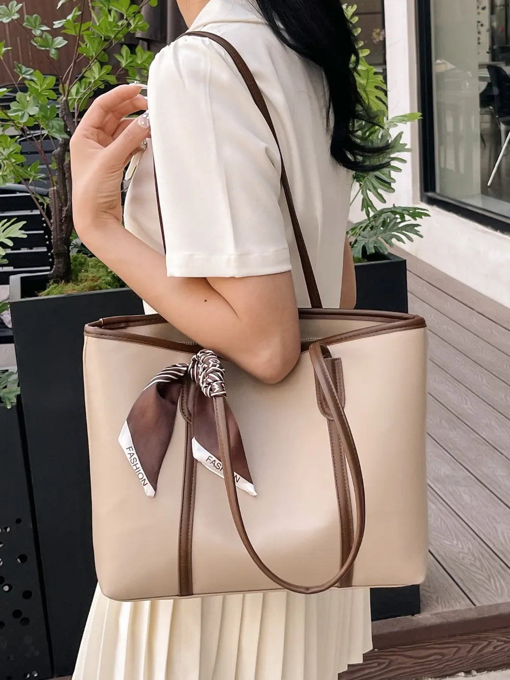 PU Leather Tote Bag - Premium Tote Bag from Trendsi - Just $35.99! Shop now at Handbags Specialist Headquarter