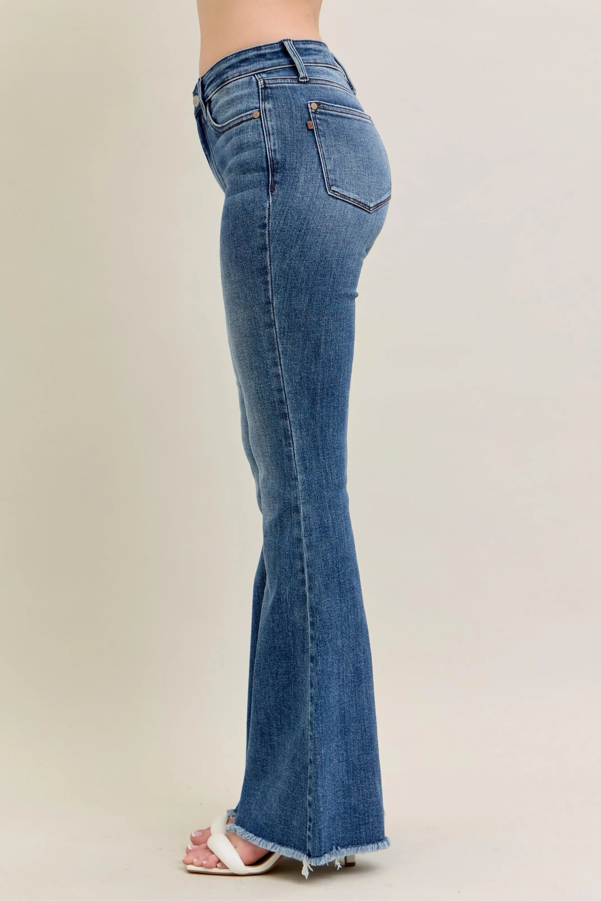 Judy Blue Full Size Mr Vintage Wash Flare Jeans W/ Destroy and Fray Hem Plus Size - Premium Women / Jeans & Denim from Trendsi - Just $69.99! Shop now at Handbags Specialist Headquarter