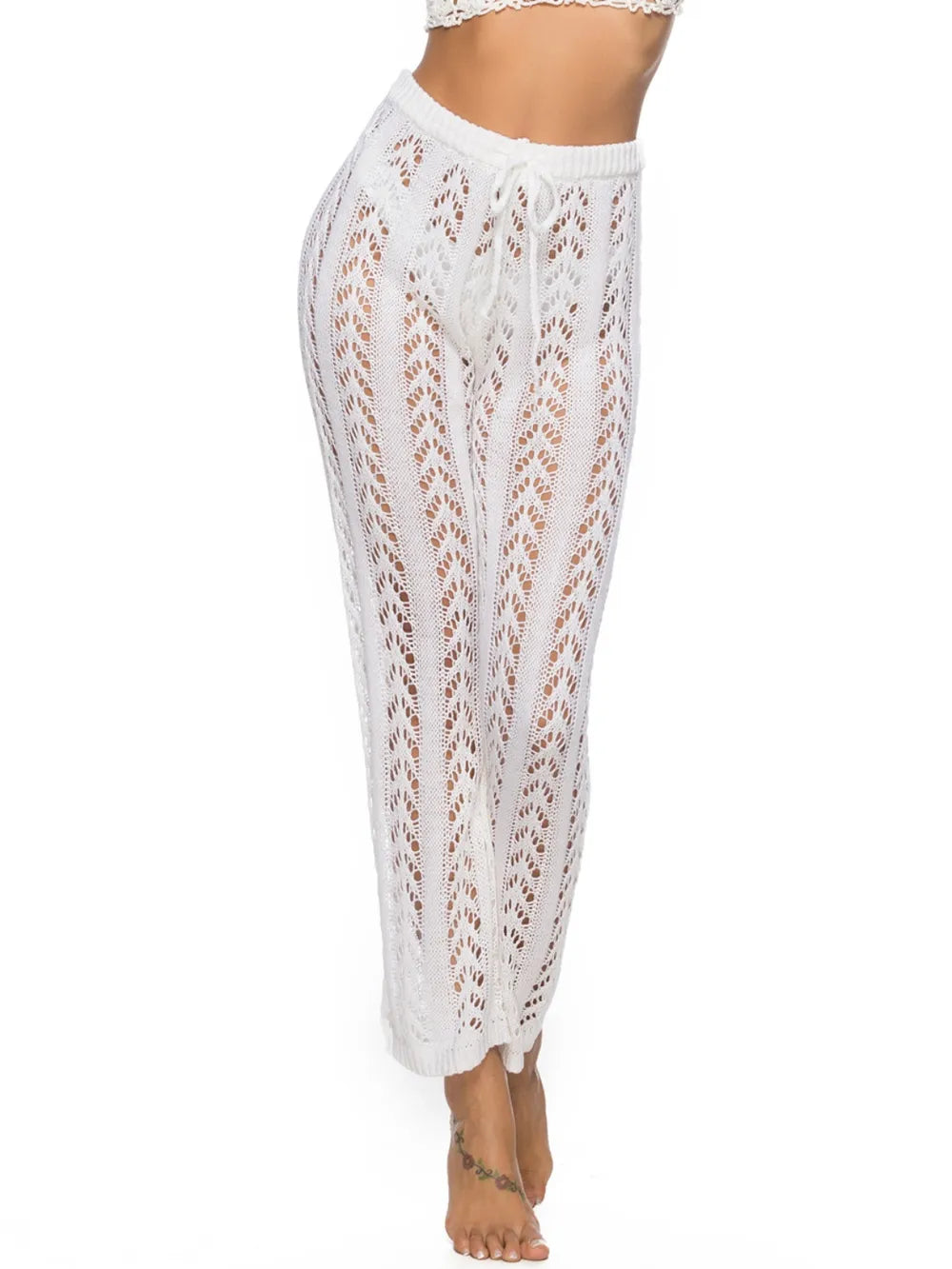 Cutout Drawstring High Waist Swim Pants - Premium Bottoms from Trendsi - Just $25! Shop now at Handbags Specialist Headquarter