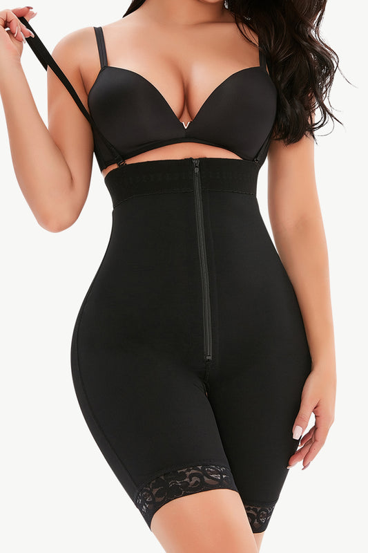 Full Size Lace Detail Zip-Up Under-Bust Shaping Bodysuit - Premium Bottoms from Trendsi - Just $40! Shop now at Handbags Specialist Headquarter