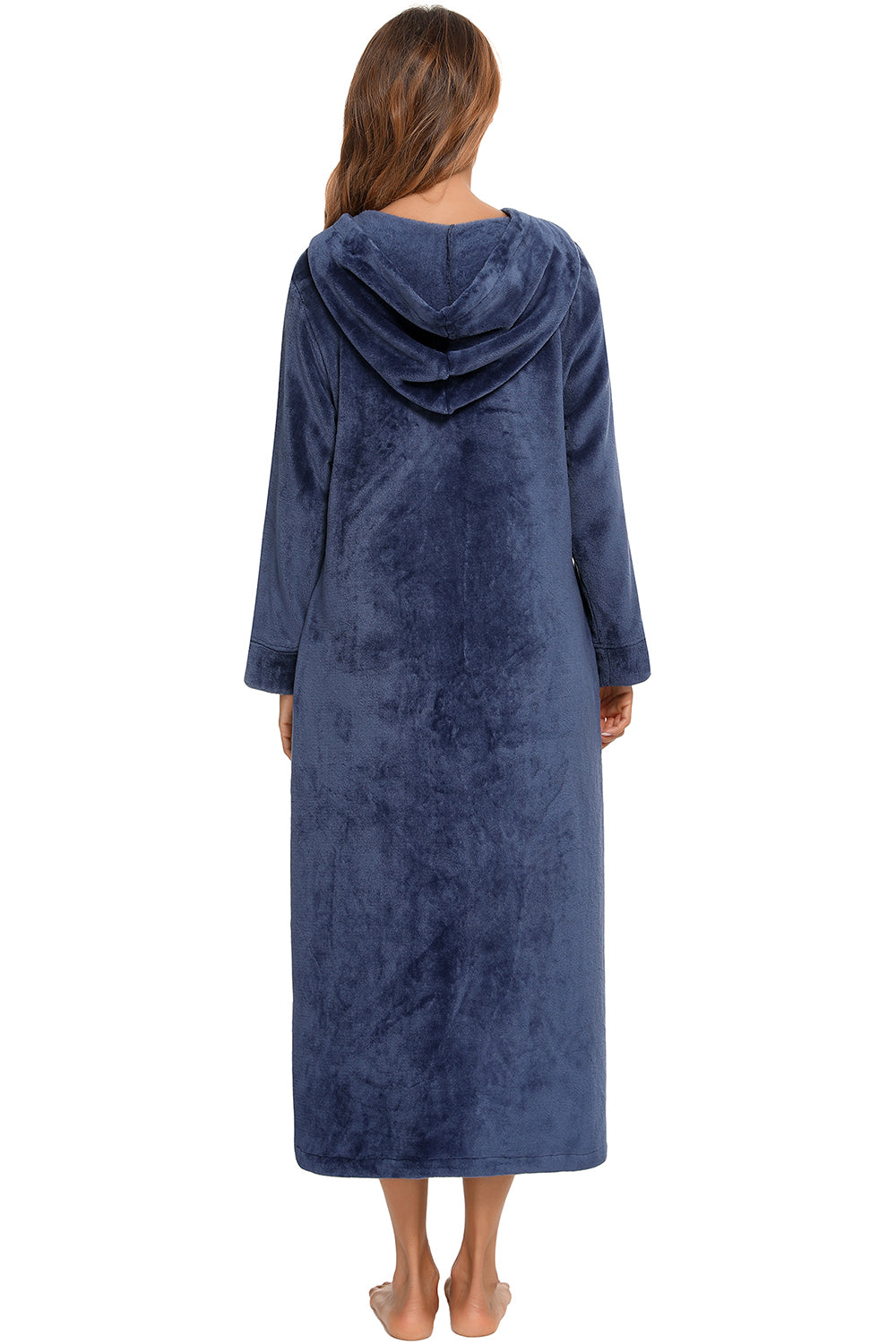 Zip Front Hooded Night Dress with Pockets - Premium Sleepwear from Trendsi - Just $60.99! Shop now at Handbags Specialist Headquarter