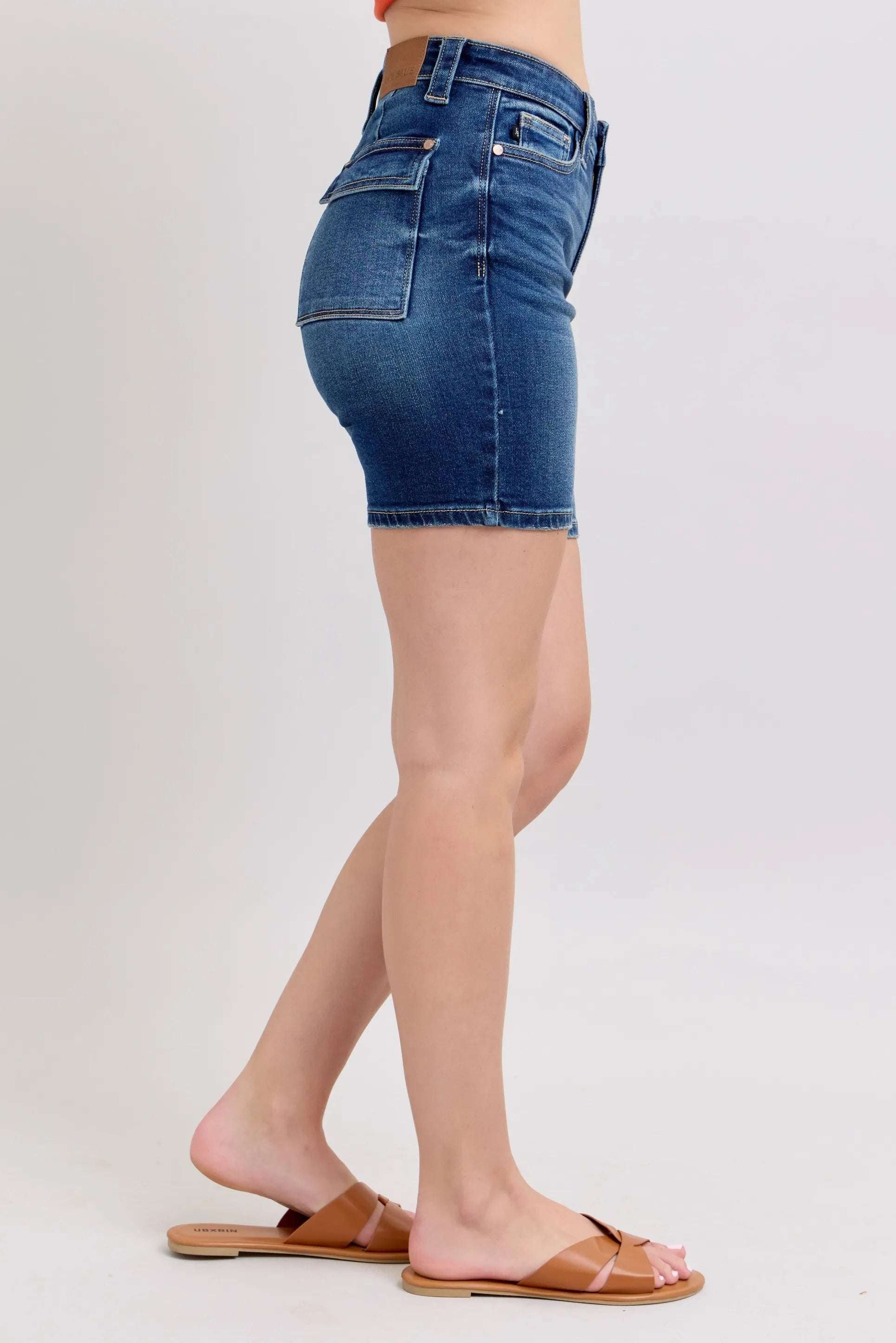 Judy Blue Full Size High Waist Bermudas Jeans W/ Back Flap Pockets Plus Size - Premium Women / Jeans & Denim from Trendsi - Just $50.99! Shop now at Handbags Specialist Headquarter