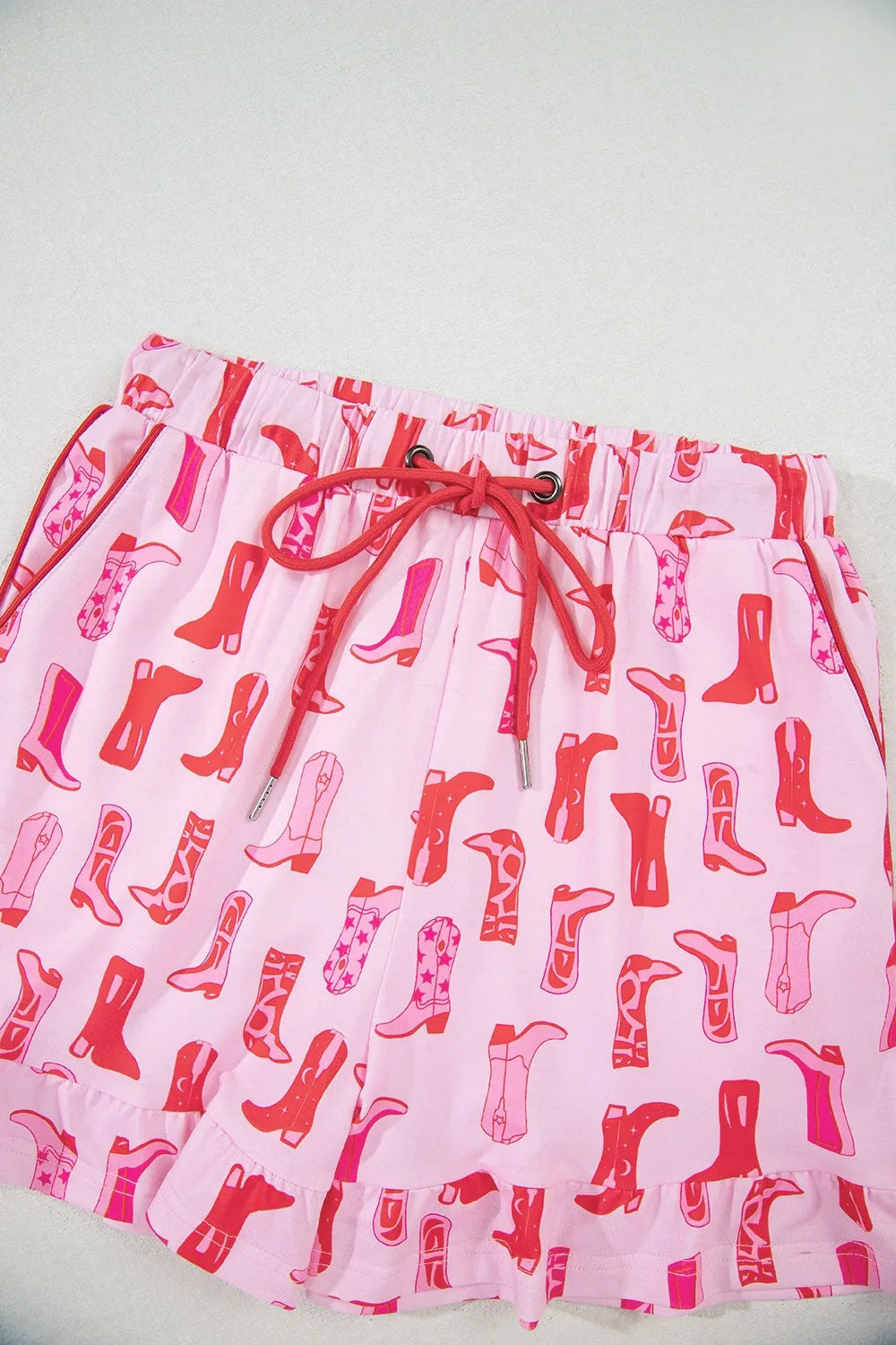 Cowgirl Boots Printed Shirt and Shorts Set - Premium Sleepwear from Trendsi - Just $60.99! Shop now at Handbags Specialist Headquarter