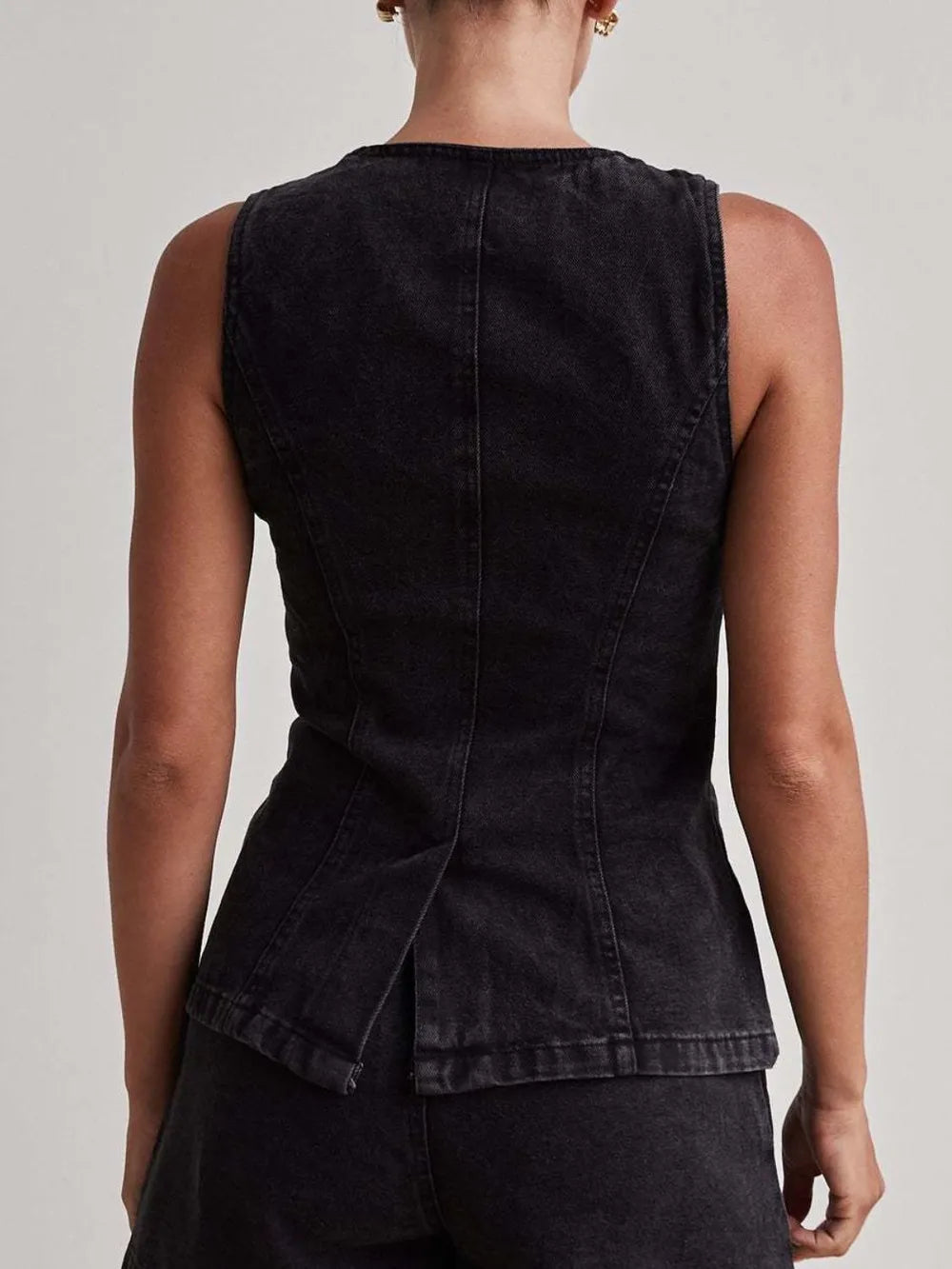 Button Down Denim Vest - Premium Women / Jeans & Denim from Trendsi - Just $34.56! Shop now at Handbags Specialist Headquarter