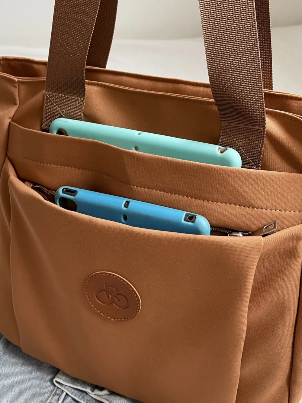 Nylon Solid Color Tote Bag - Premium Tote Bag from Trendsi - Just $31.99! Shop now at Handbags Specialist Headquarter