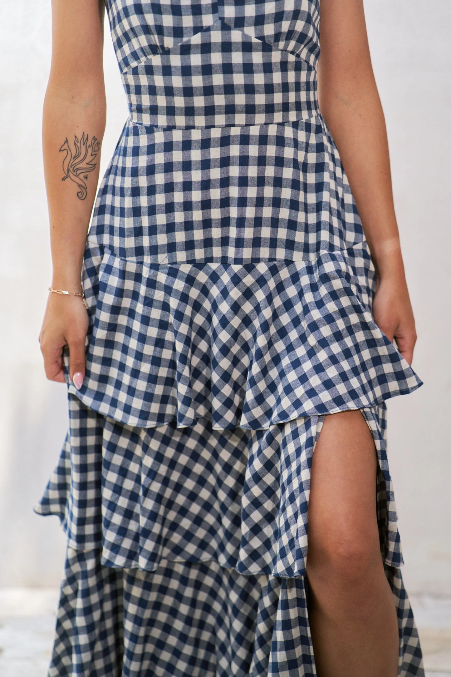 Jade By Jane Gingham Tiered Maxi Dress - Premium Maxi Dress from Trendsi - Just $84.99! Shop now at Handbags Specialist Headquarter