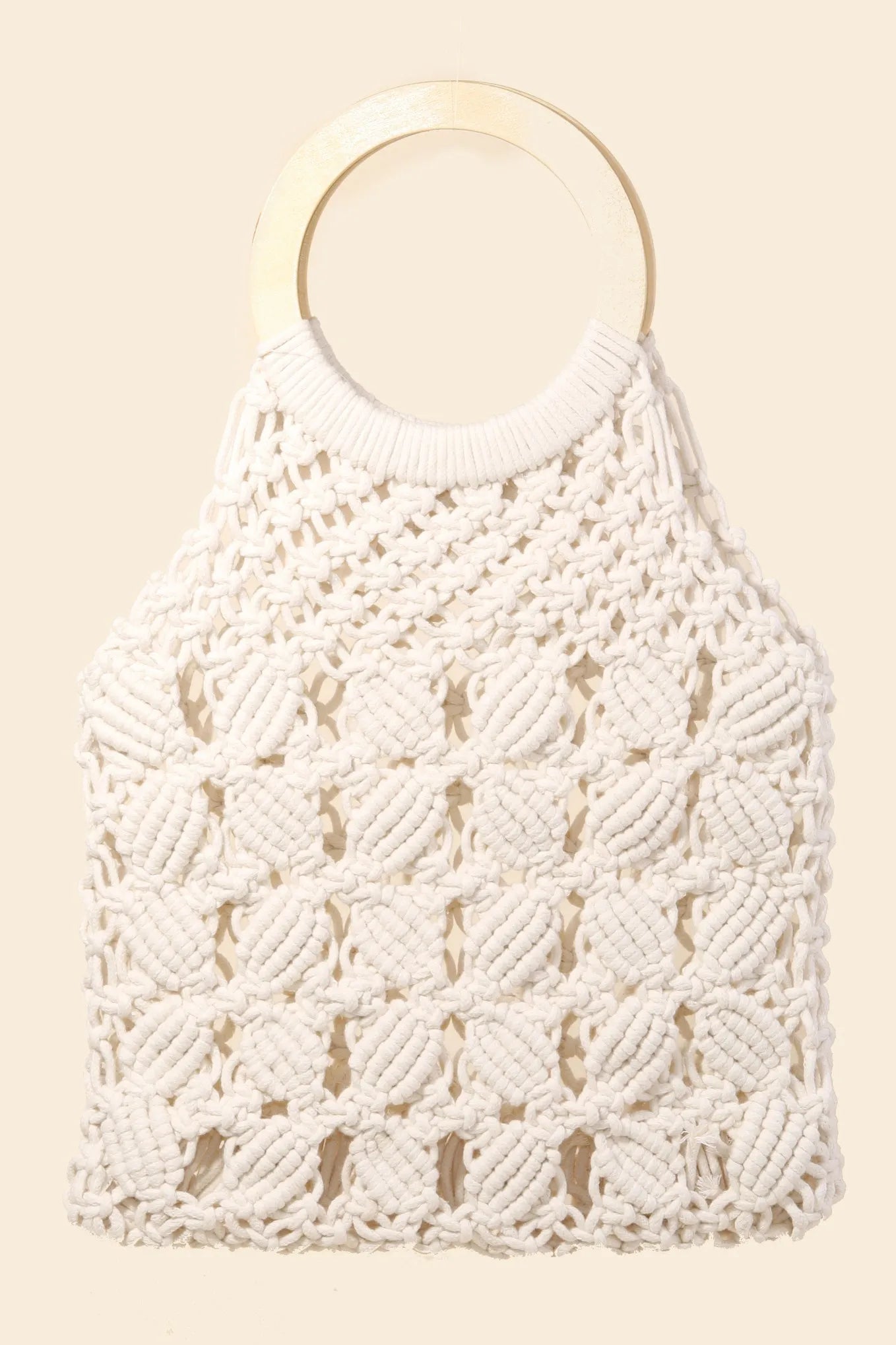 Fame Boho Braided Wooden Top Handle Bag.