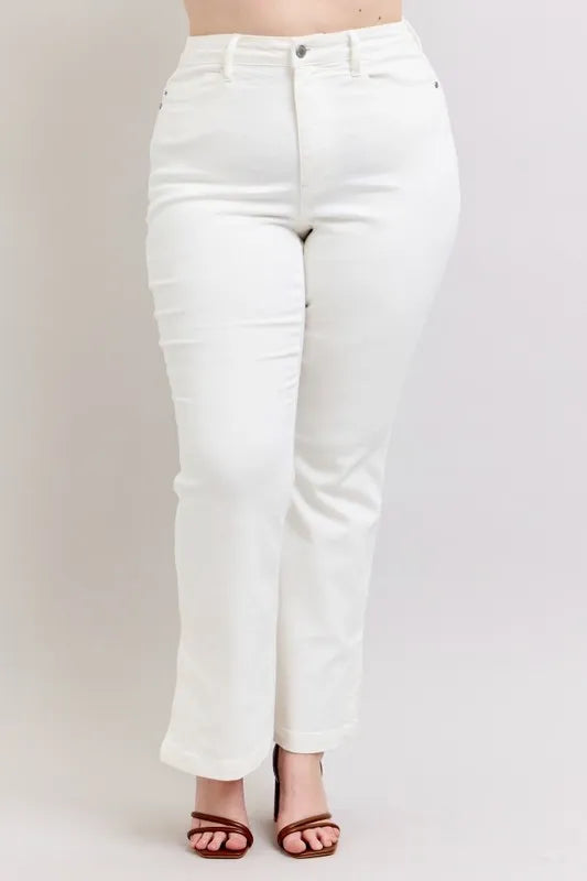 Judy Blue Full Size High Waist Side Slit Slim Bootcut Jeans Plus Size - Premium Women / Jeans & Denim from Trendsi - Just $60.99! Shop now at Handbags Specialist Headquarter