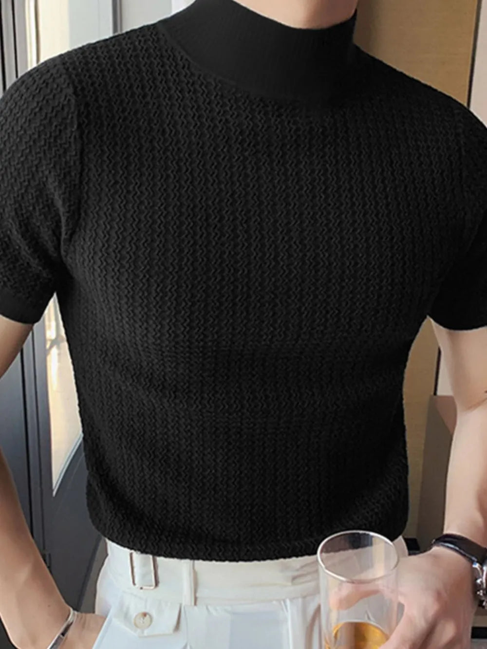 Men's Full Size Mock Neck Short Sleeve T-Shirt Plus Size - Premium Men's Shirts from Trendsi - Just $29.54! Shop now at Handbags Specialist Headquarter