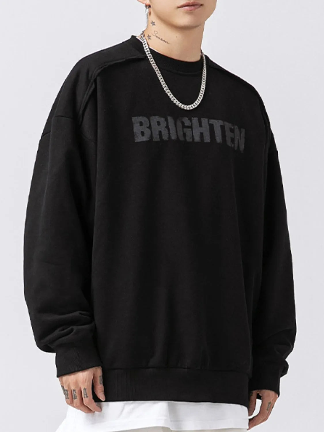 Men's Letter Graphic Round Neck Long Sleeve Sweatshirt - Premium Men's Sweatshirts from Trendsi - Just $49.94! Shop now at Handbags Specialist Headquarter