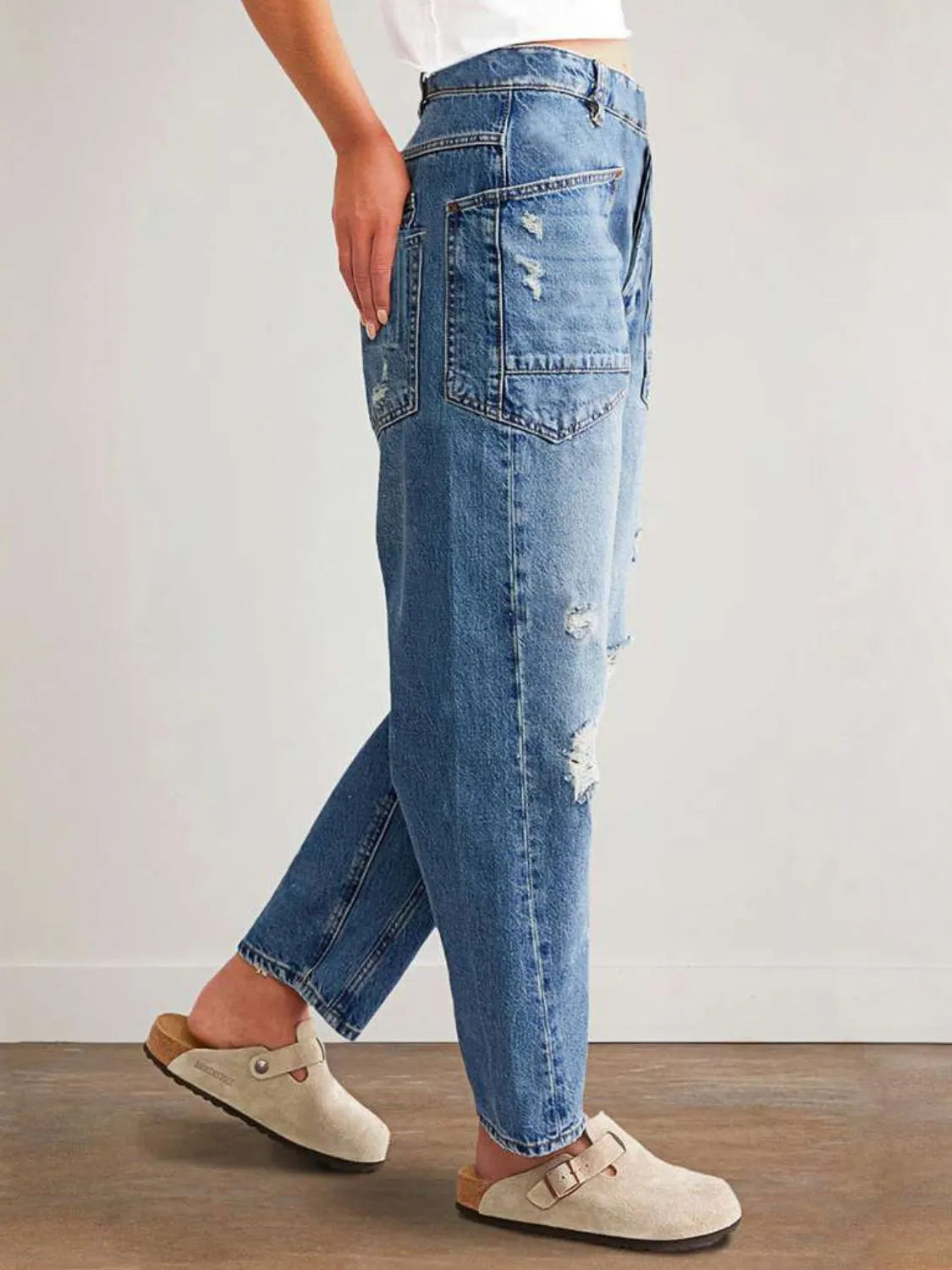 Distressed Jeans with Pockets - Premium Women / Jeans & Denim from Trendsi - Just $35.86! Shop now at Handbags Specialist Headquarter
