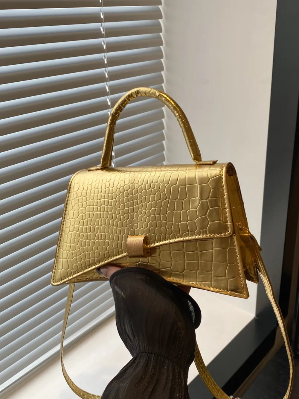 Solid Color PU Leather Handbag - Premium handbags from Trendsi - Just $21.99! Shop now at Handbags Specialist Headquarter
