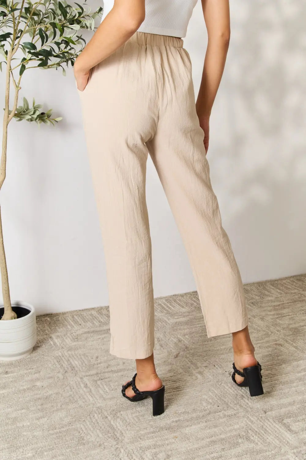Shiny Pull-On Pants with Pockets - Premium Women Pants from Trendsi - Just $12.99! Shop now at Handbags Specialist Headquarter