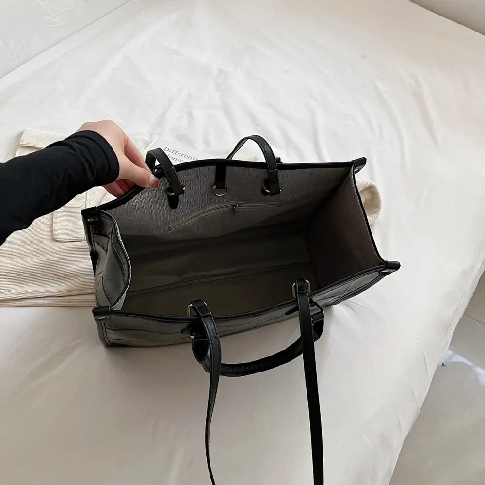PU Leather Tote Bag - Premium Tote Bag from Trendsi - Just $44.99! Shop now at Handbags Specialist Headquarter