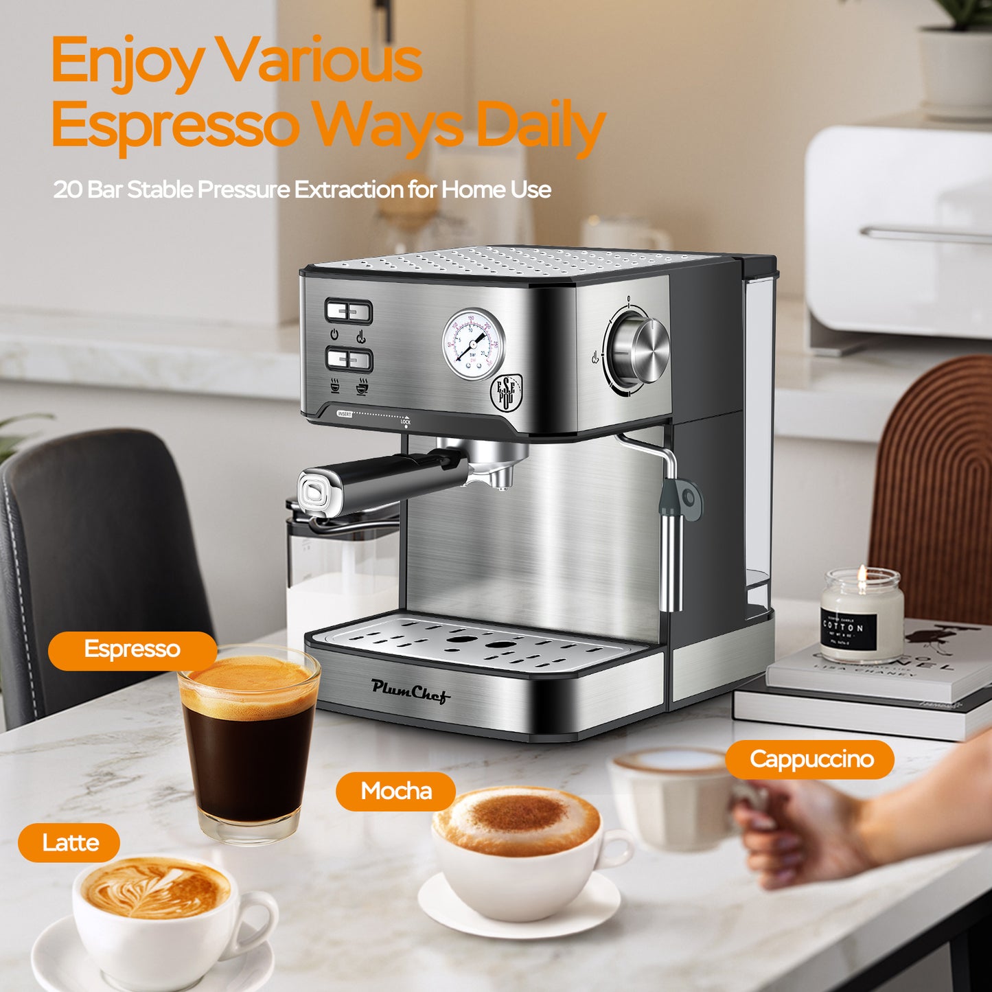 BrewMaster Pro: 20-Bar Espresso & Milk Frother