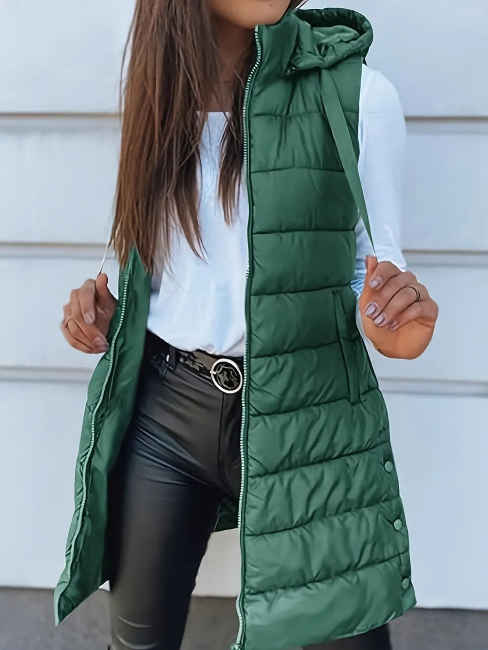 Plus Size Zip Up Hooded Vest Coat - Premium from Trendsi - Just $59.76! Shop now at Handbags Specialist Headquarter