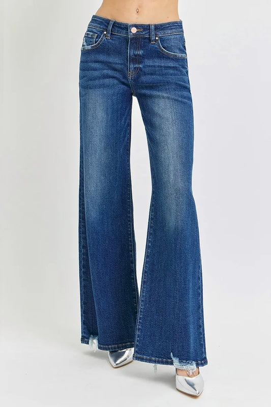 RISEN Full Size Mid Rise Wide Jeans Plus Size - Premium Women / Jeans & Denim from Trendsi - Just $67.99! Shop now at Handbags Specialist Headquarter