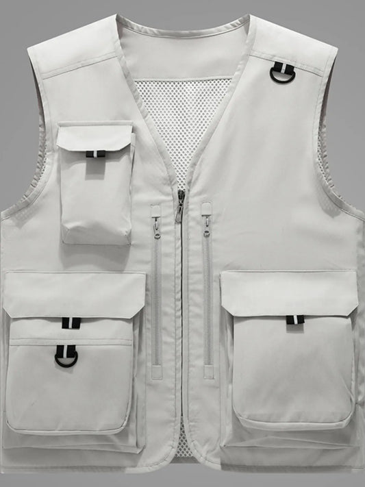 Men's Plus Size Zip Up V-Neck Vest - Premium Men's Zip Up Vest from Trendsi - Just $76.86! Shop now at Handbags Specialist Headquarter