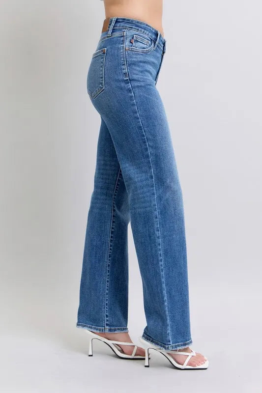Judy Blue Full Size High Waist V-Front Vintage Wash Straight Jeans Plus Size - Premium Women / Jeans & Denim from Trendsi - Just $63.99! Shop now at Handbags Specialist Headquarter