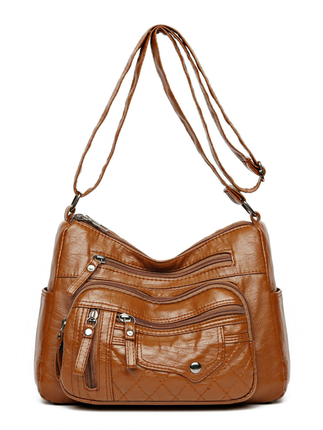 PU Leather Multi Pockets Adjustable Strap Shoulder Bag.