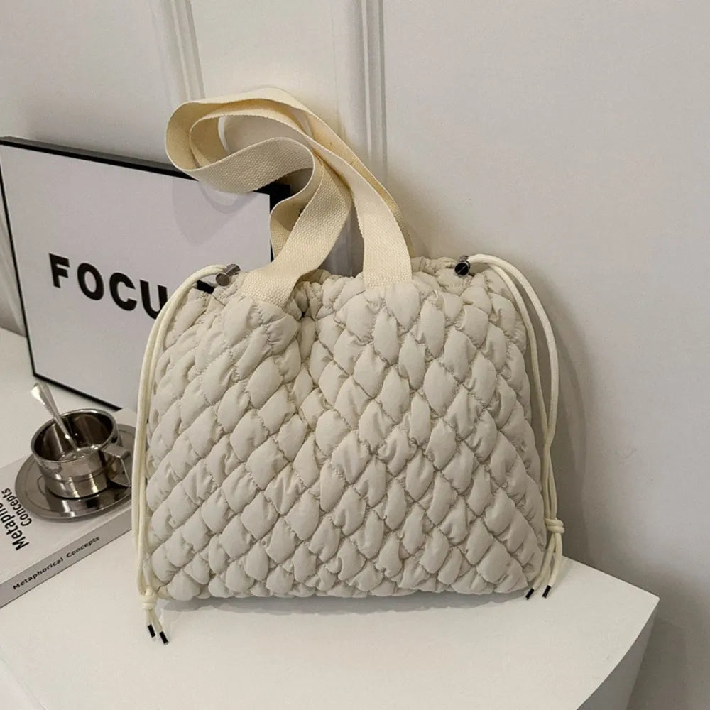 Drawstring Bubble Texture Tote Bag - Premium Tote Bag from Trendsi - Just $39.99! Shop now at Handbags Specialist Headquarter