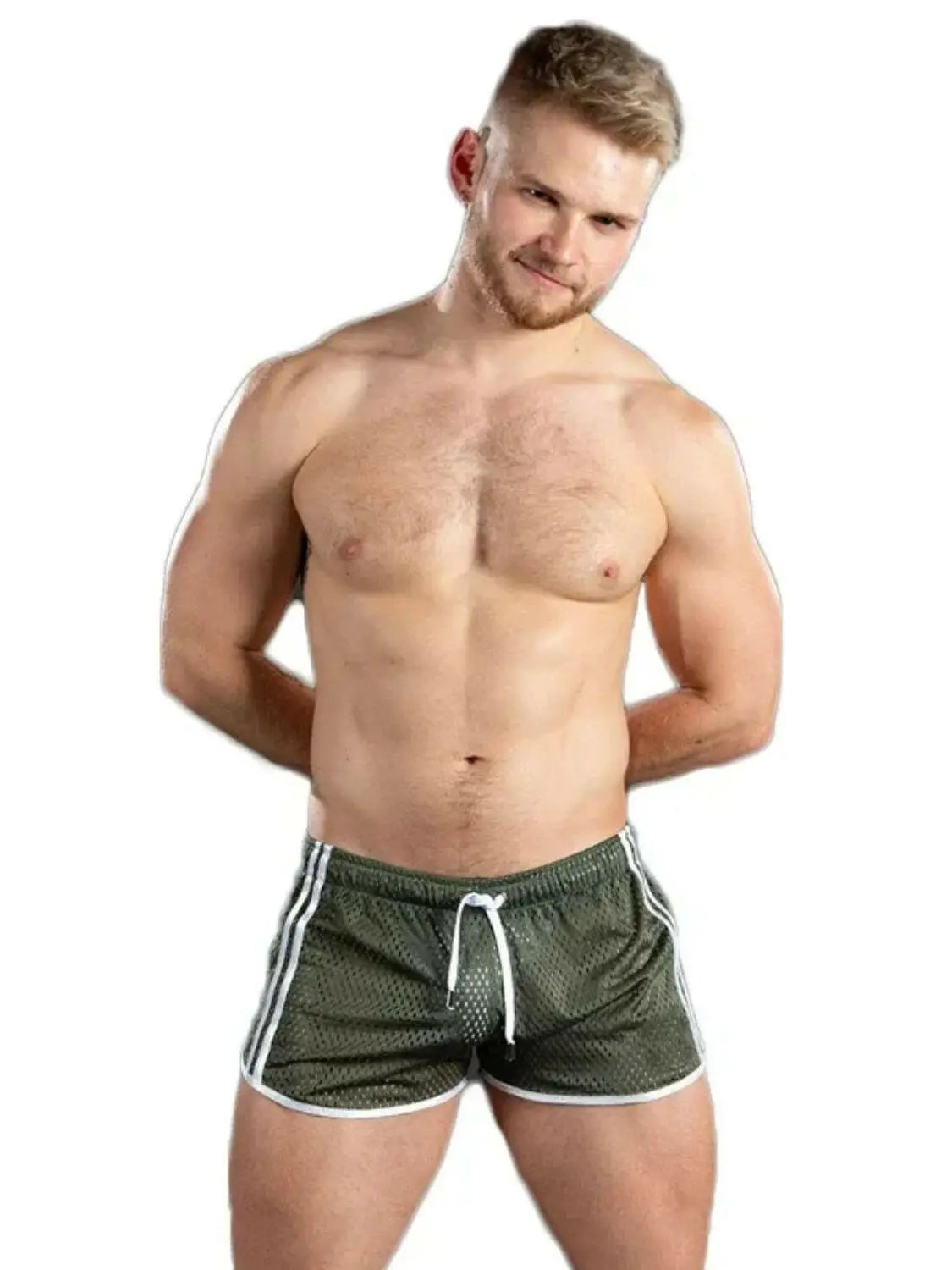 Men's Drawstring Side Striped Active Shorts.