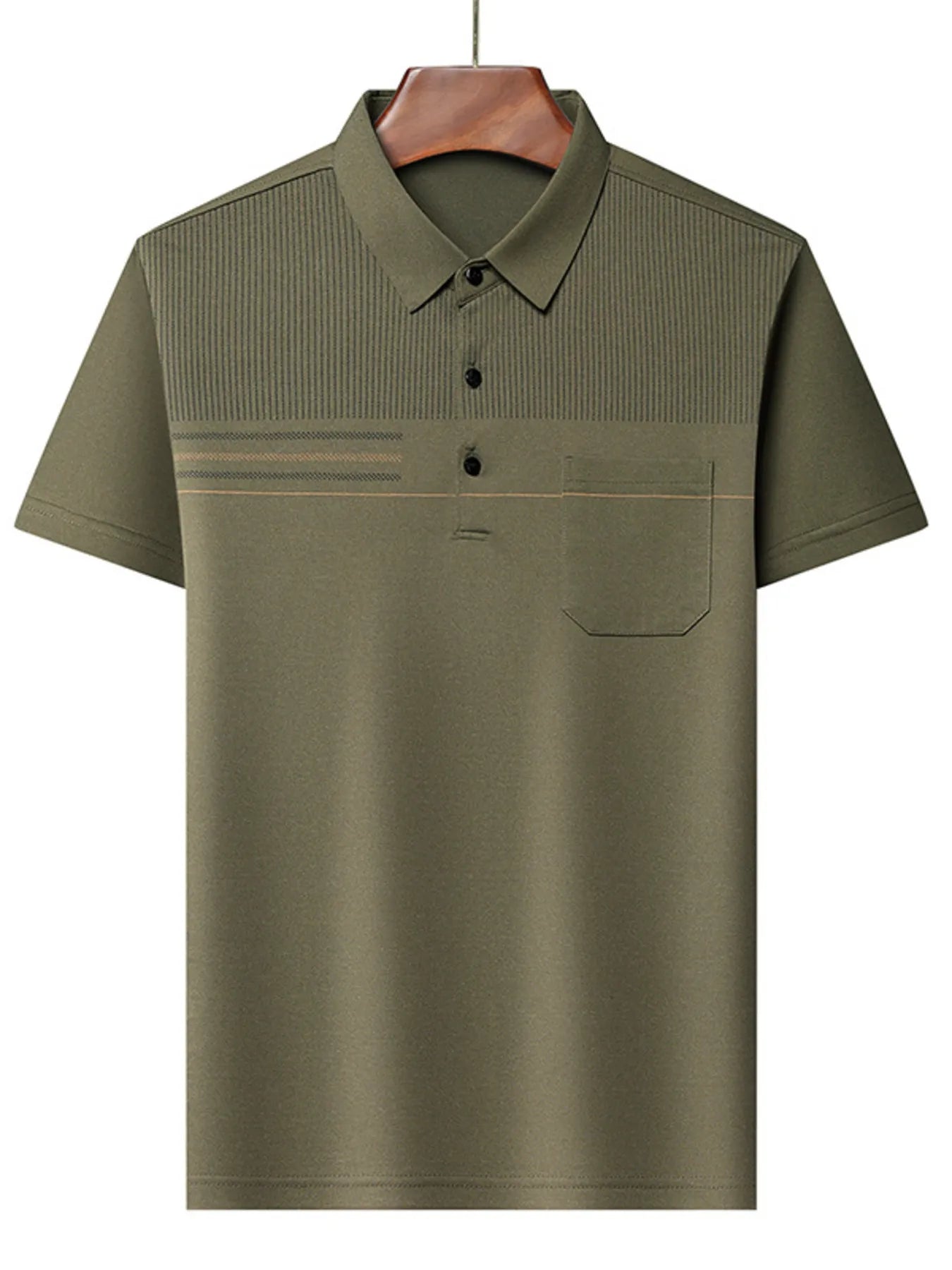 Men's Plus Size Classic Textured Stripe Casual Polo Shirt - Premium Men's Polo shirt from Trendsi - Just $33.99! Shop now at Handbags Specialist Headquarter
