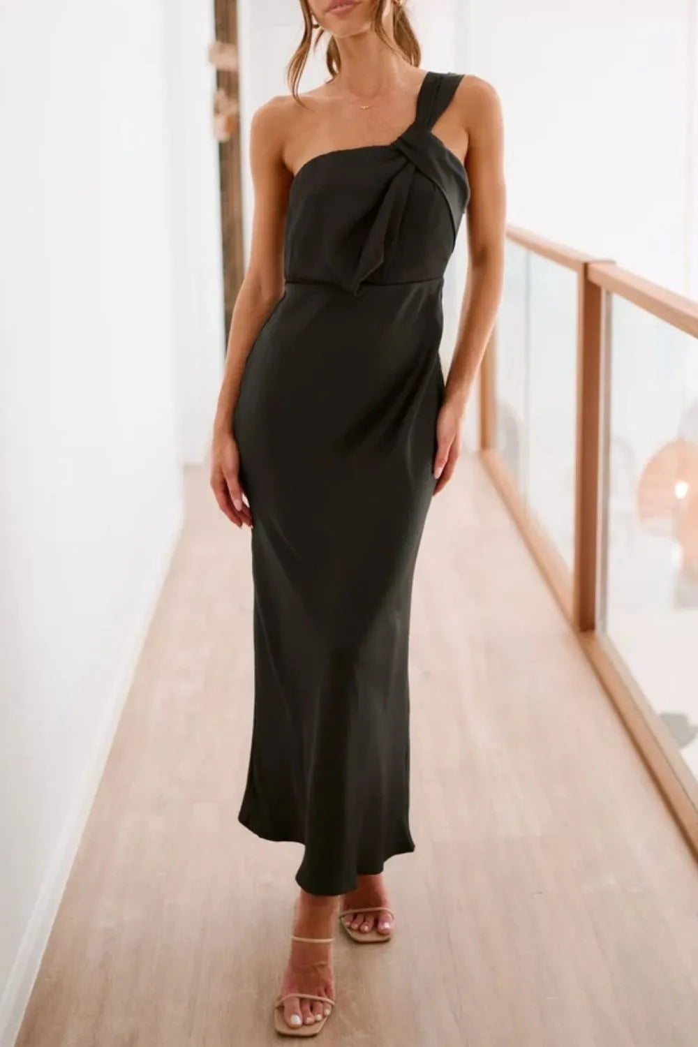 Single Shoulder Sleeveless Maxi Dress - Premium Maxi Dress from Trendsi - Just $29.99! Shop now at Handbags Specialist Headquarter