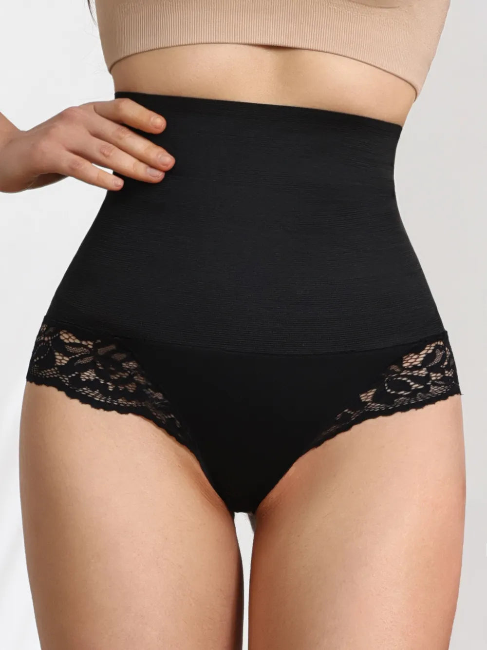 Lace Detail High Waist Shaping Panty - Premium Bottoms from Trendsi - Just $26.99! Shop now at Handbags Specialist Headquarter