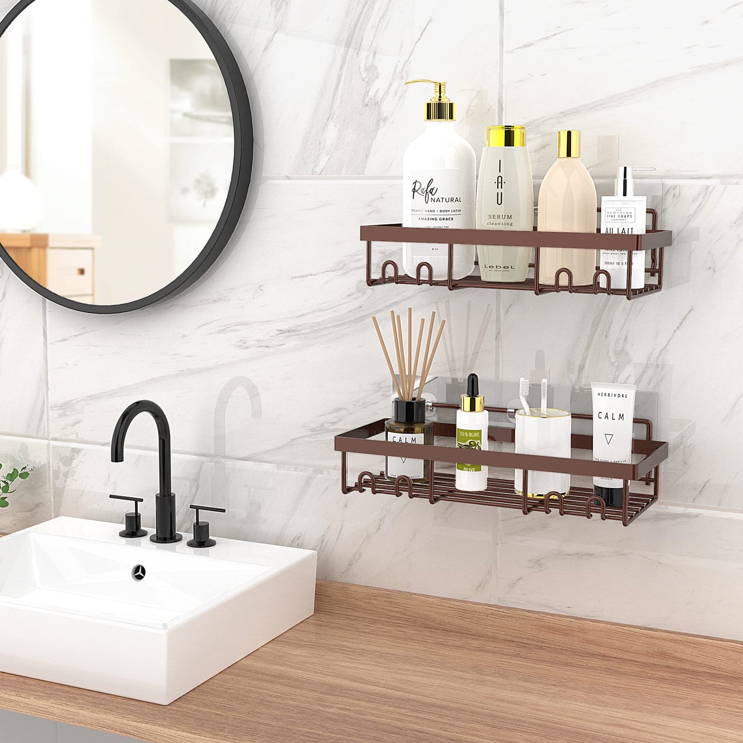 Moforoco Adhesive Shower Caddy Shelf Organizer