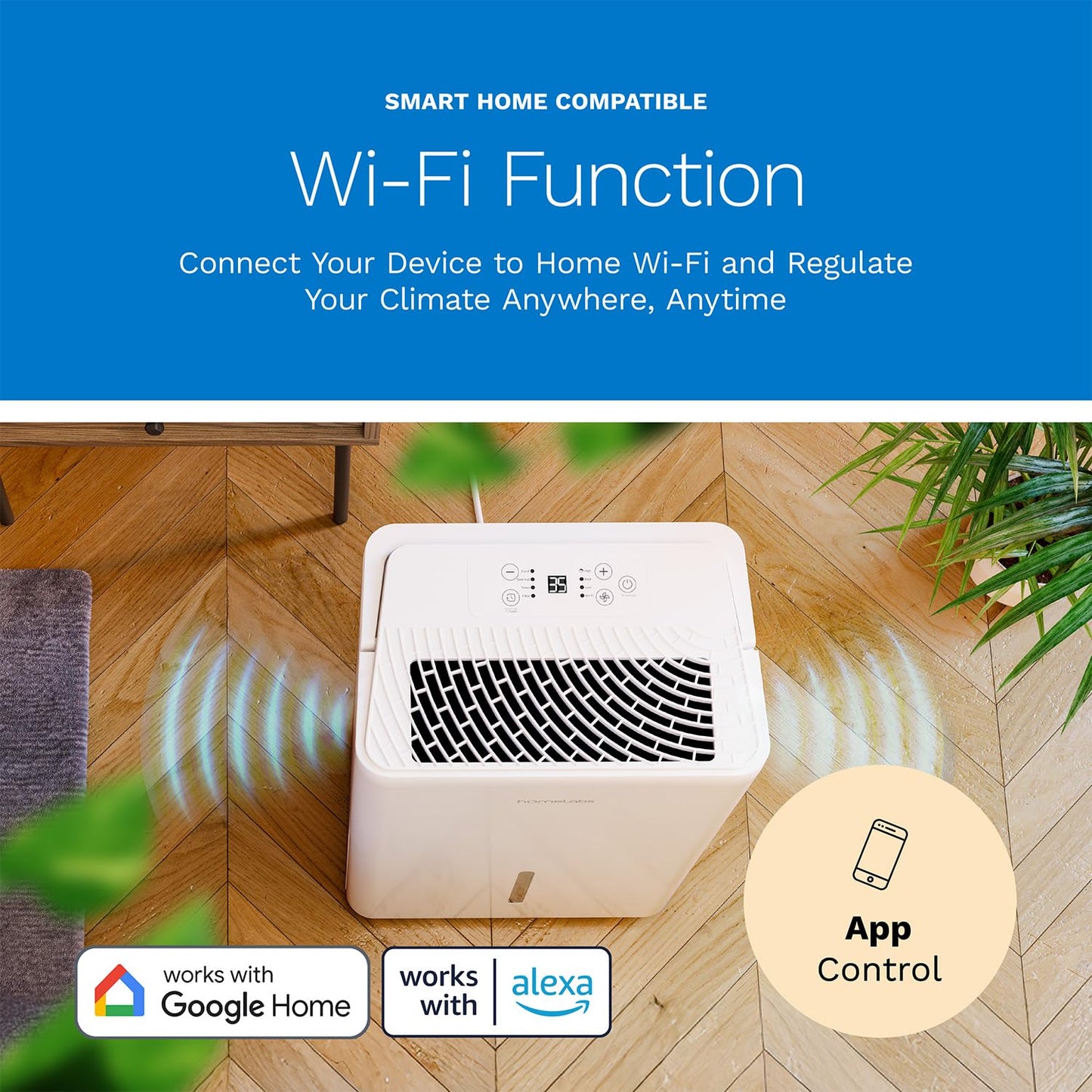 hOmeLabs Smart 50 Pint Dehumidifier 7000 Sq Ft