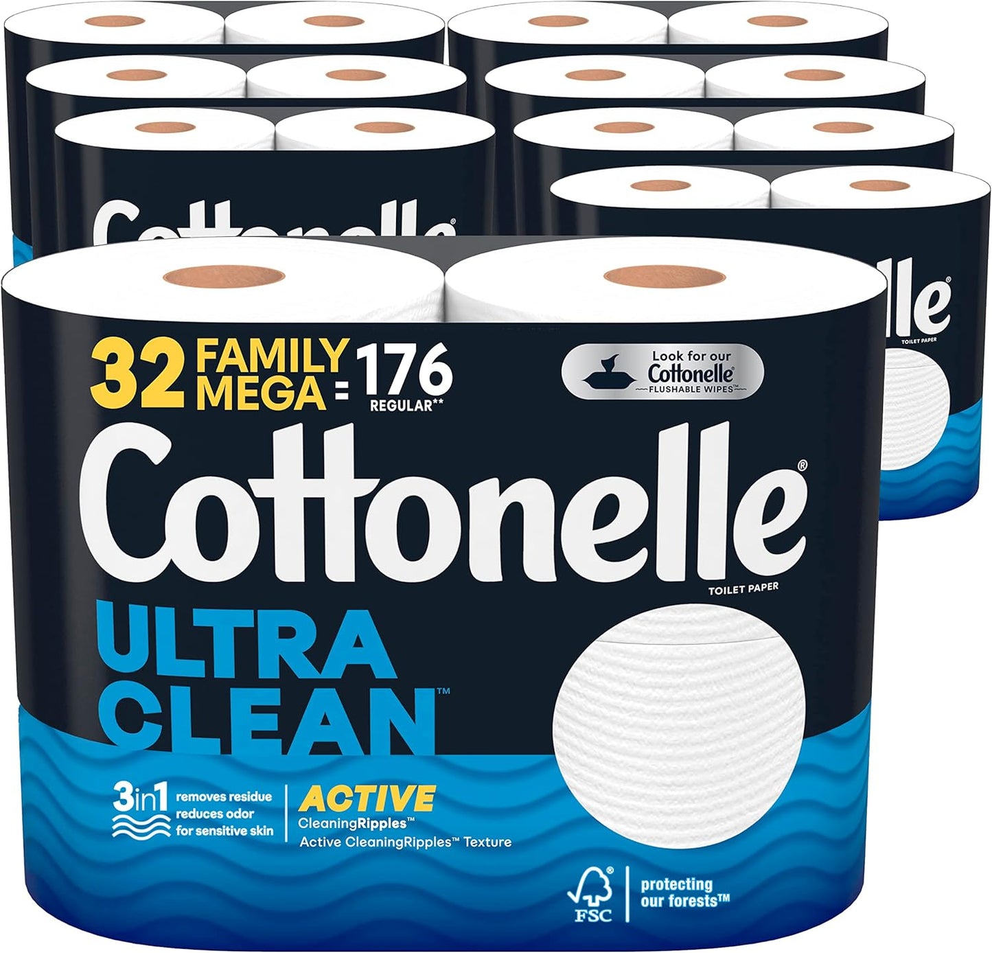 Cottonelle Ultra Clean Toilet Paper: 18 Mega Rolls (72 Regular Rolls), 284 Sheets Each