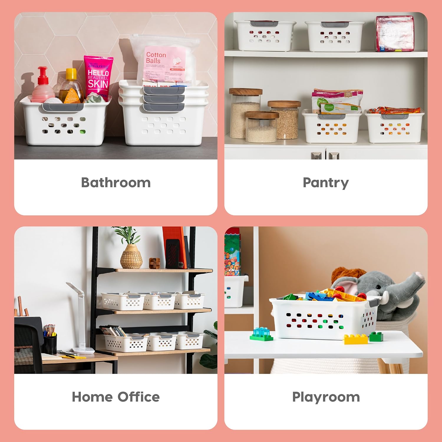 IRIS ShelfSaver 12-Pack Storage Baskets, White - Handbags Specialist Headquarter