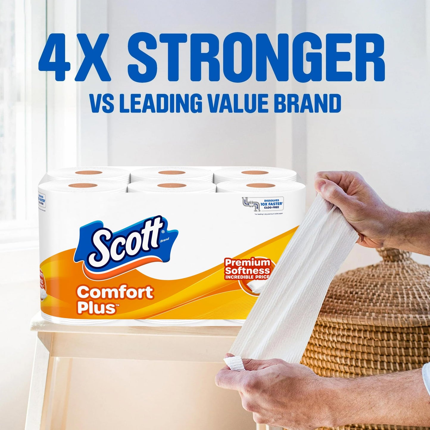 Scott Comfort+ 12 Double Rolls, 231 Sheets, Septic-Safe