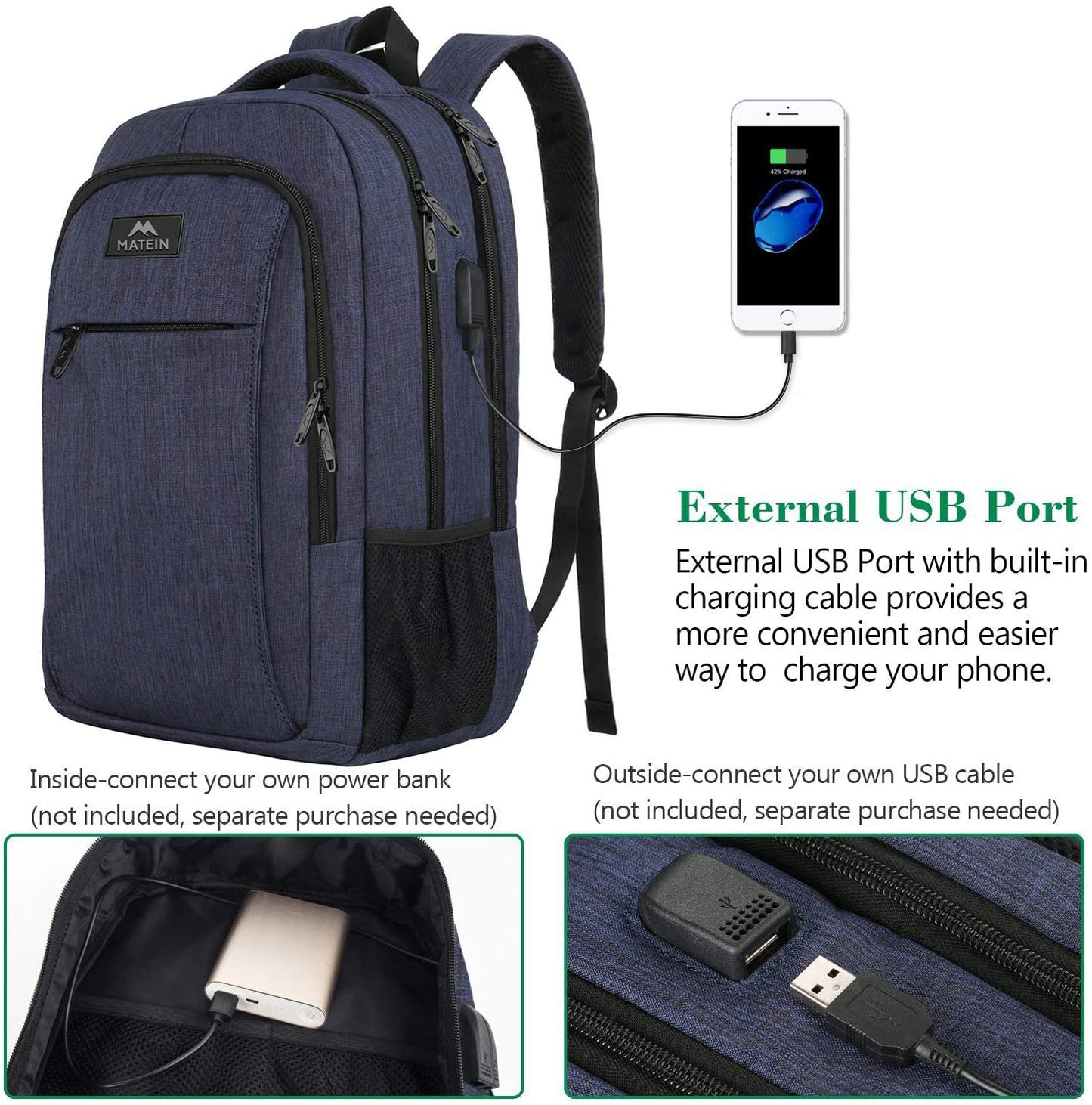 MATEIN SleekGuard Laptop Backpack with USB Port