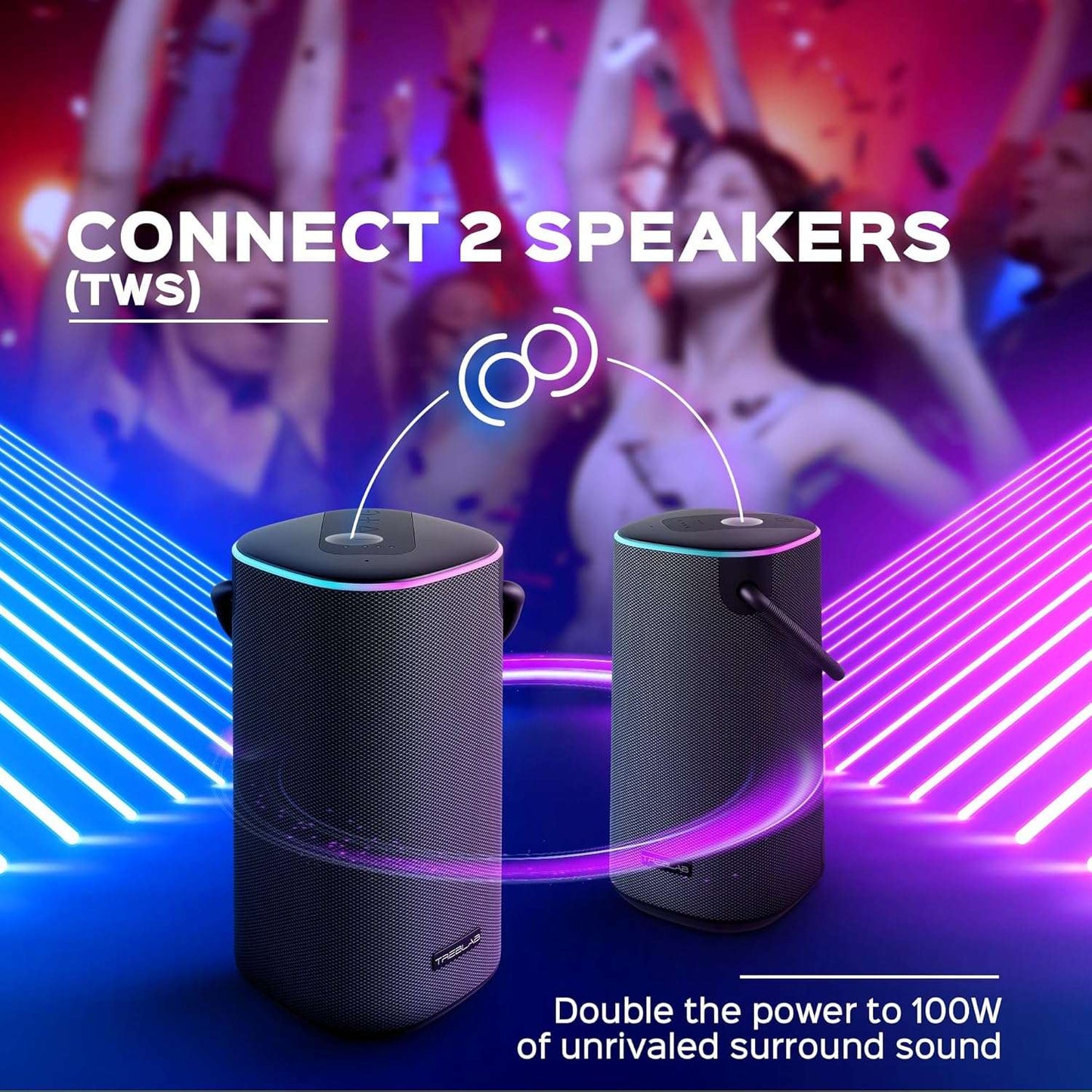 TREBLAB BassBoost Bluetooth Speaker with RGB Glow