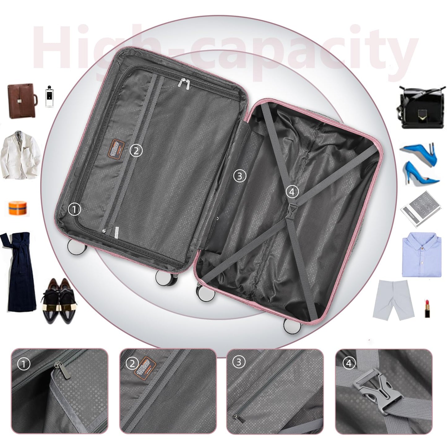LAVENDER 6pc Hardside Spinner Luggage