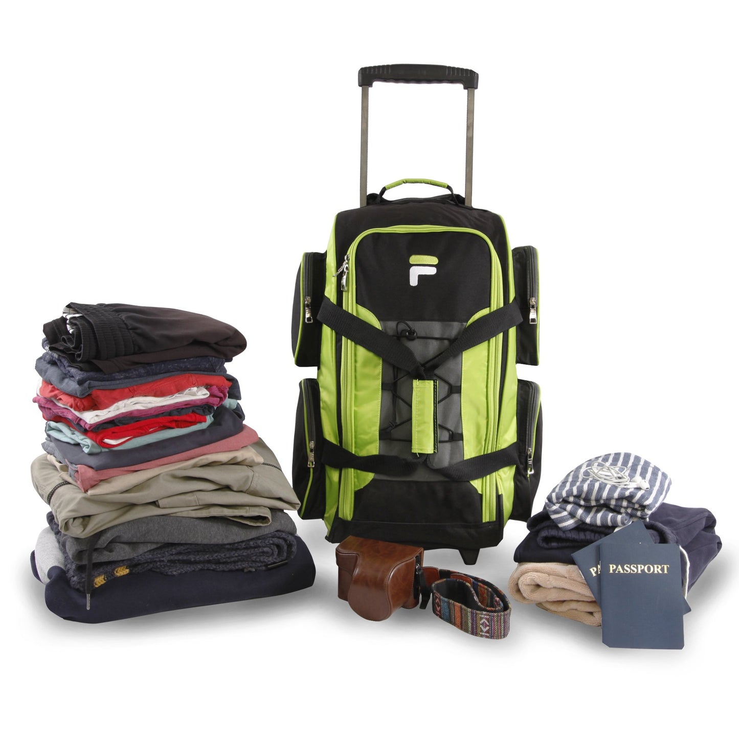 Fila 22 UltraLite Black Rolling Duffel Bag