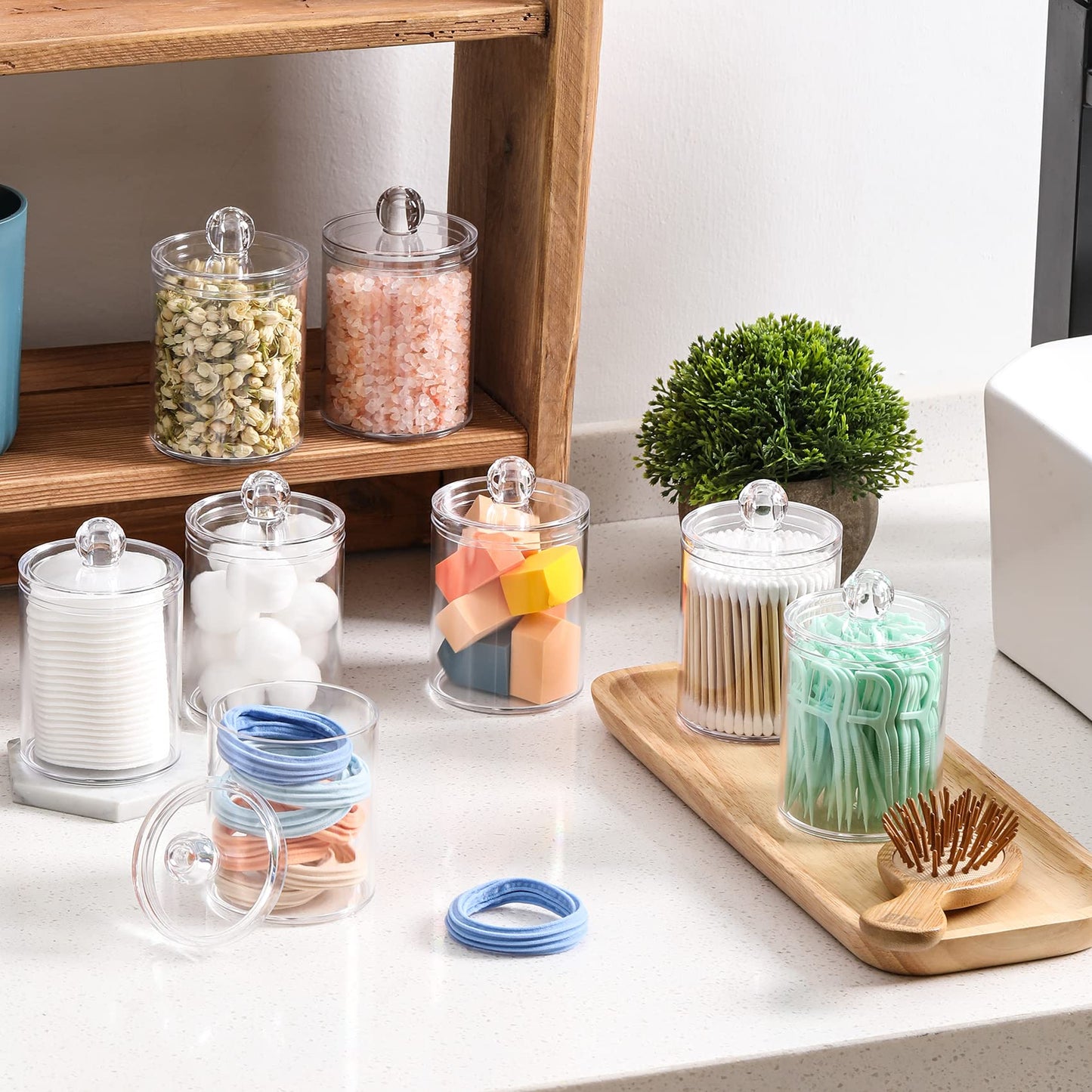 Clear Acrylic Qtip Dispenser Set - 4 Pack