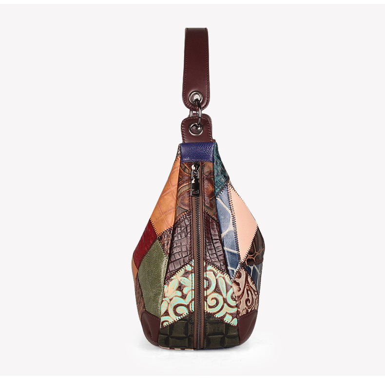 Grandeur Stitch Leather Shoulder Tote Bag