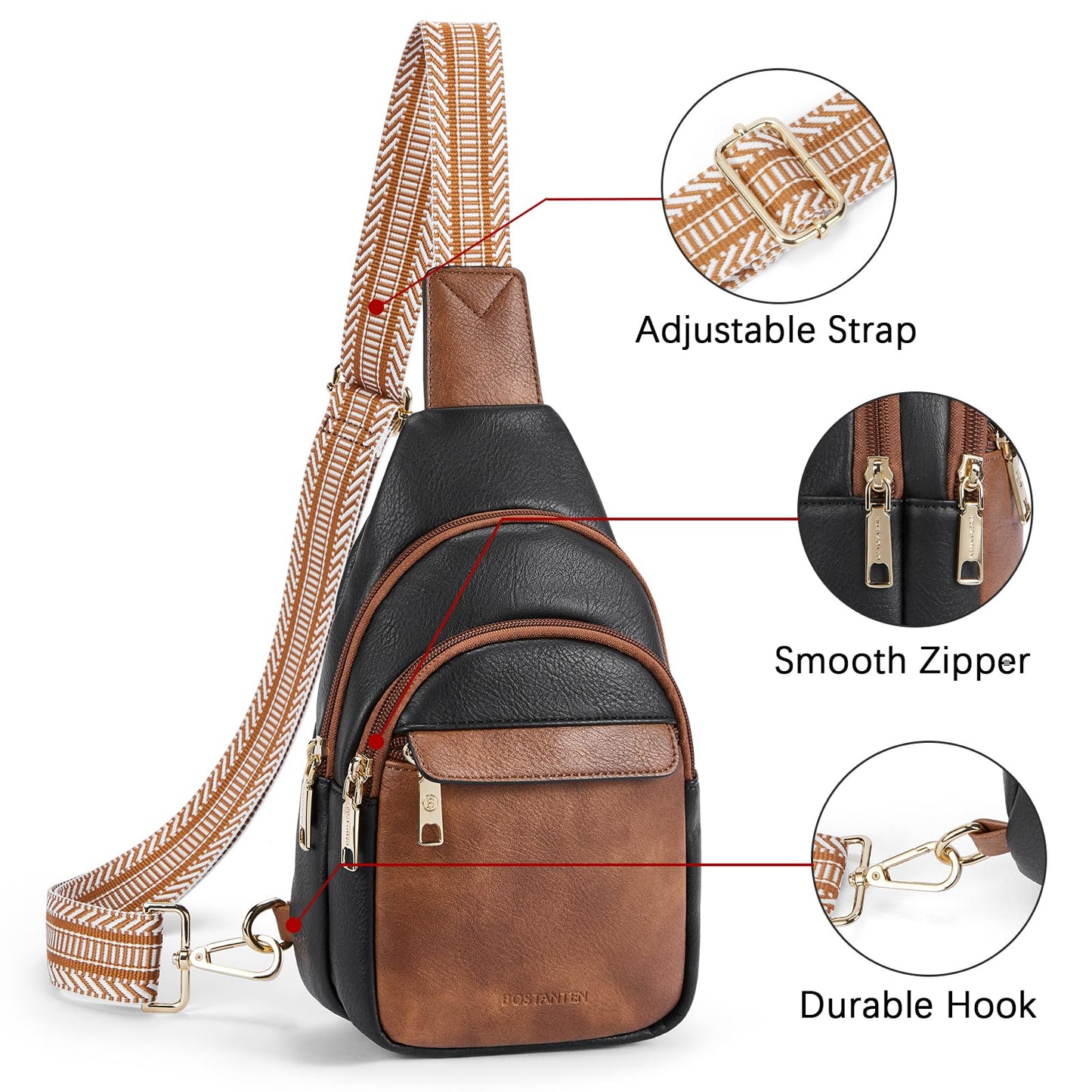 BOSTANTEN Chic Leather Crossbody Sling Bag