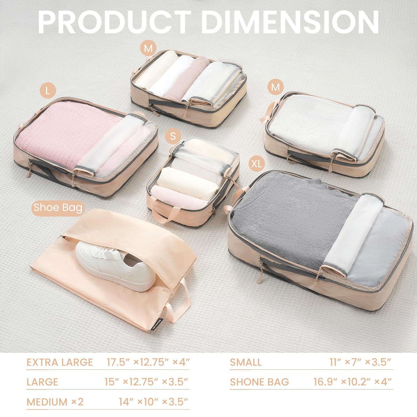 BAGAIL Travel Compression Cubes Set for Packing Ease