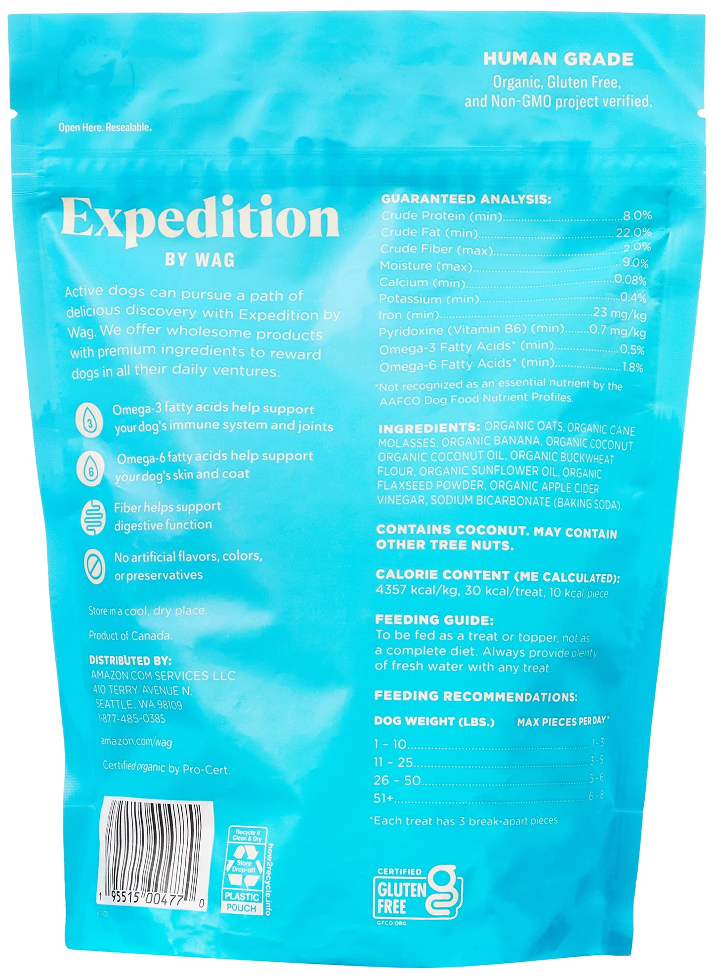 Wag Expedition Pumpkin Chia Dog Treats, Organic Biscuits