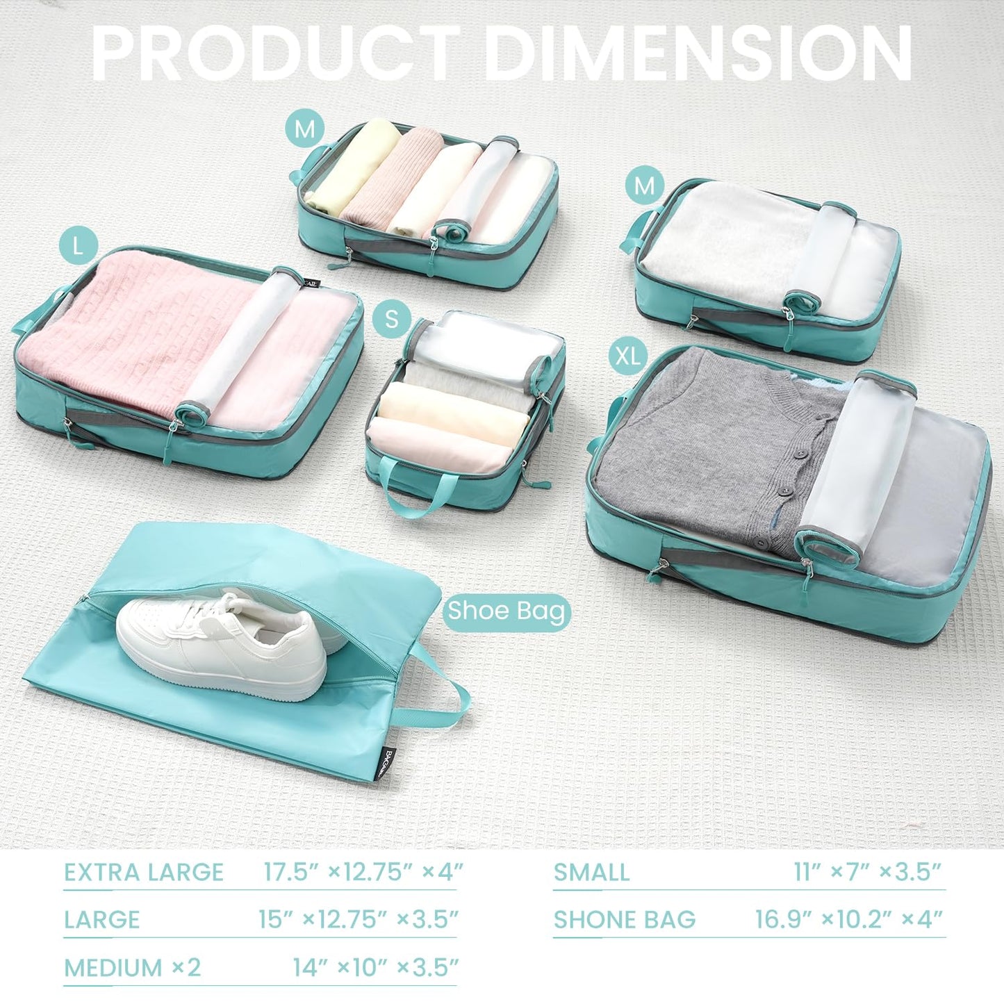 BAGAIL Travel Compression Cubes Set for Packing Ease