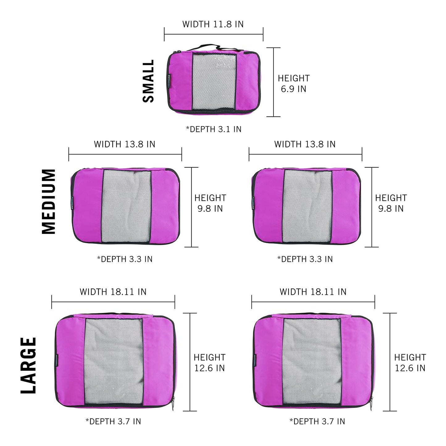TravelWise Weekender Packing Cube Set - Silver 5-Piece