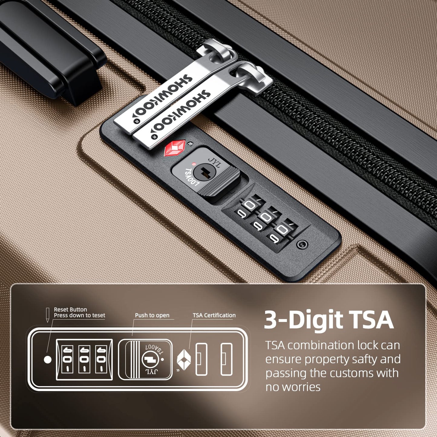 Expandable ShowKoo Suitcase - Durable & TSA Lock