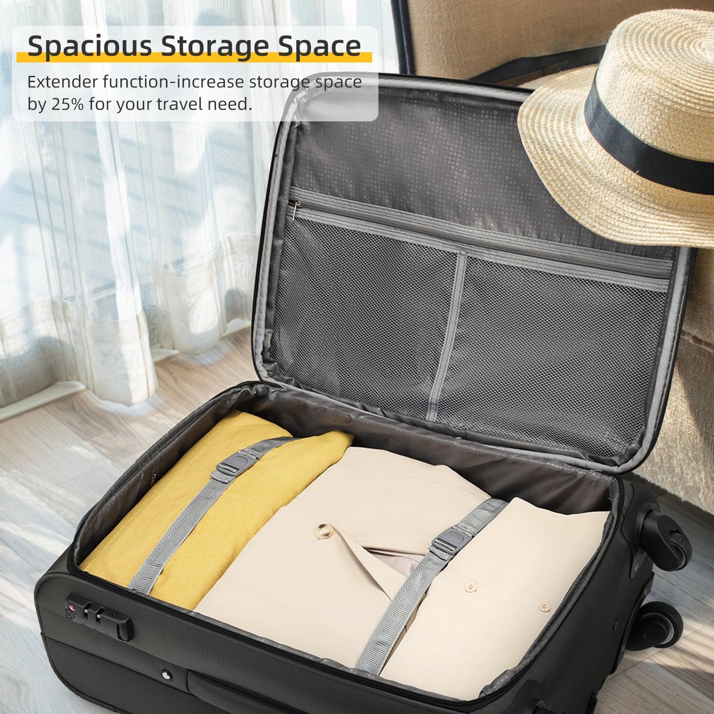 LARVENDER Expandable 5-Piece Spinner Luggage Set