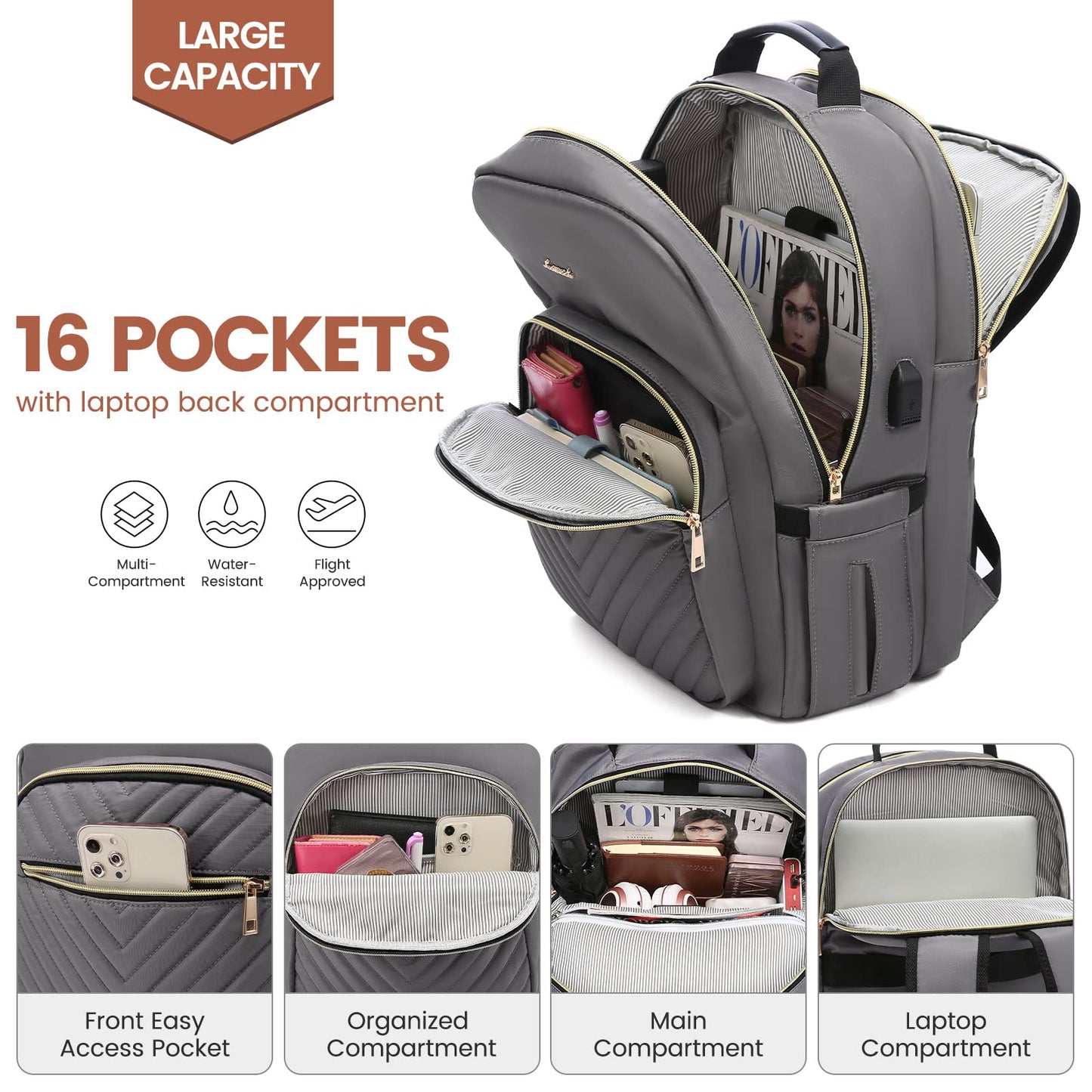 Chic Leather Laptop Backpack for Women - LoveVook