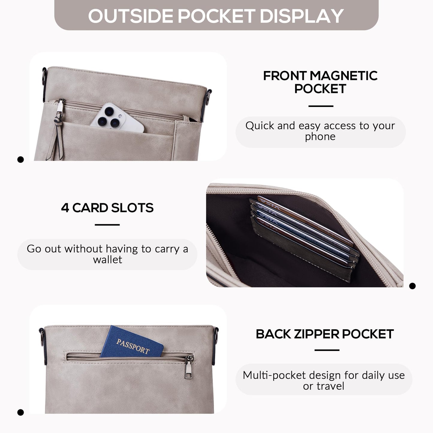 Chic Leather Crossbody with Card Slots for Women