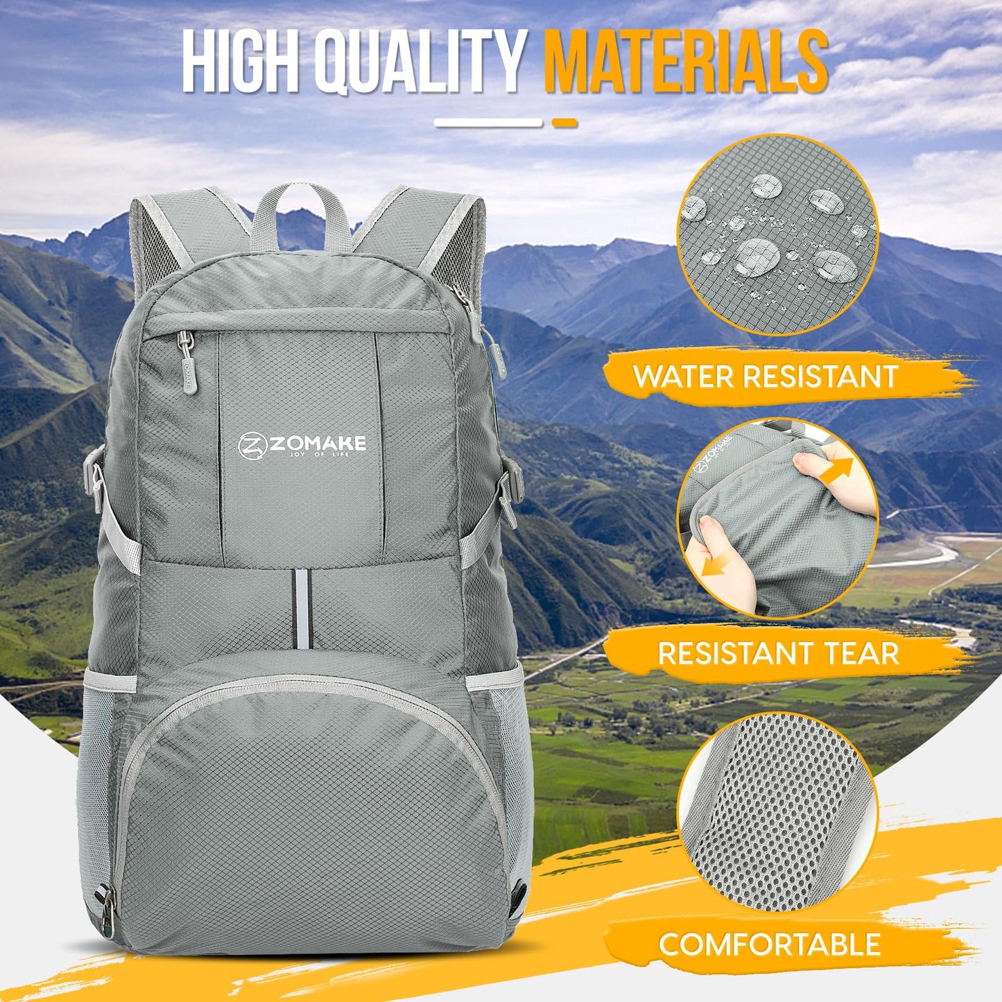 ZOMAKE 35L Compact Waterproof Hiking Backpack